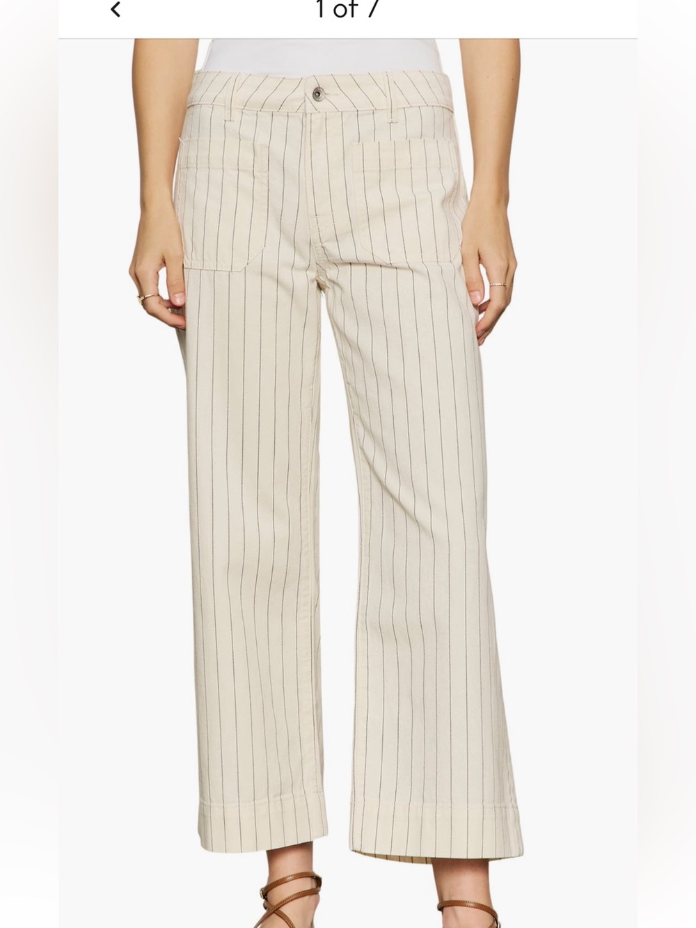 Sanctuary White Wide-Leg Jeans with Black Pinstripes